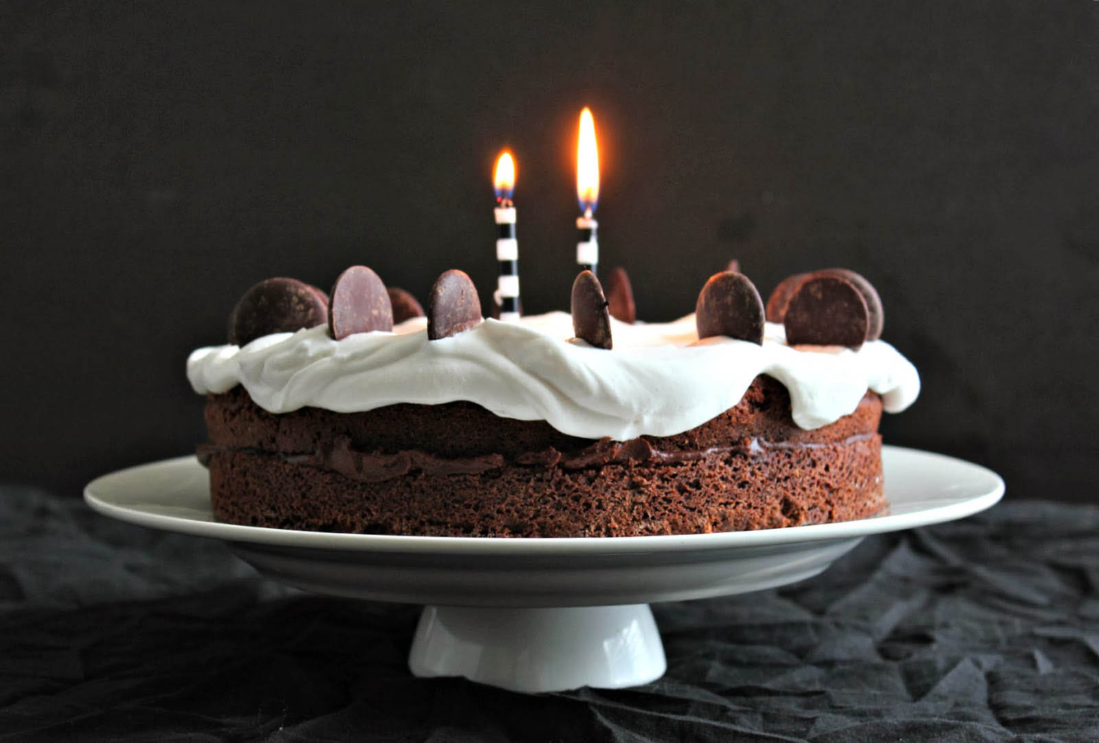 A Healthier Birthday Cake with Chocolate Fudge Filling