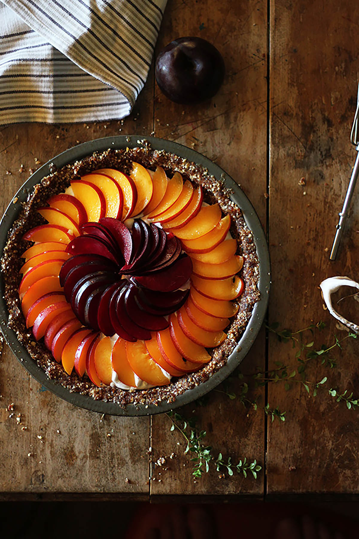 Simple Stone Fruit and Thyme Tart with Coconut Cream