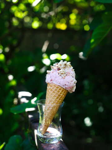 Vegan Strawberry Ice Cream in an Ice Cream Cone
