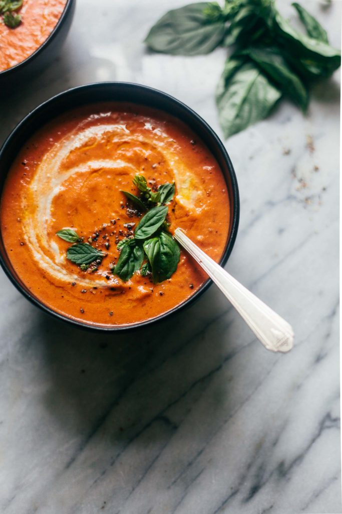 Roasted Tomato Soup with Sunflower Cream