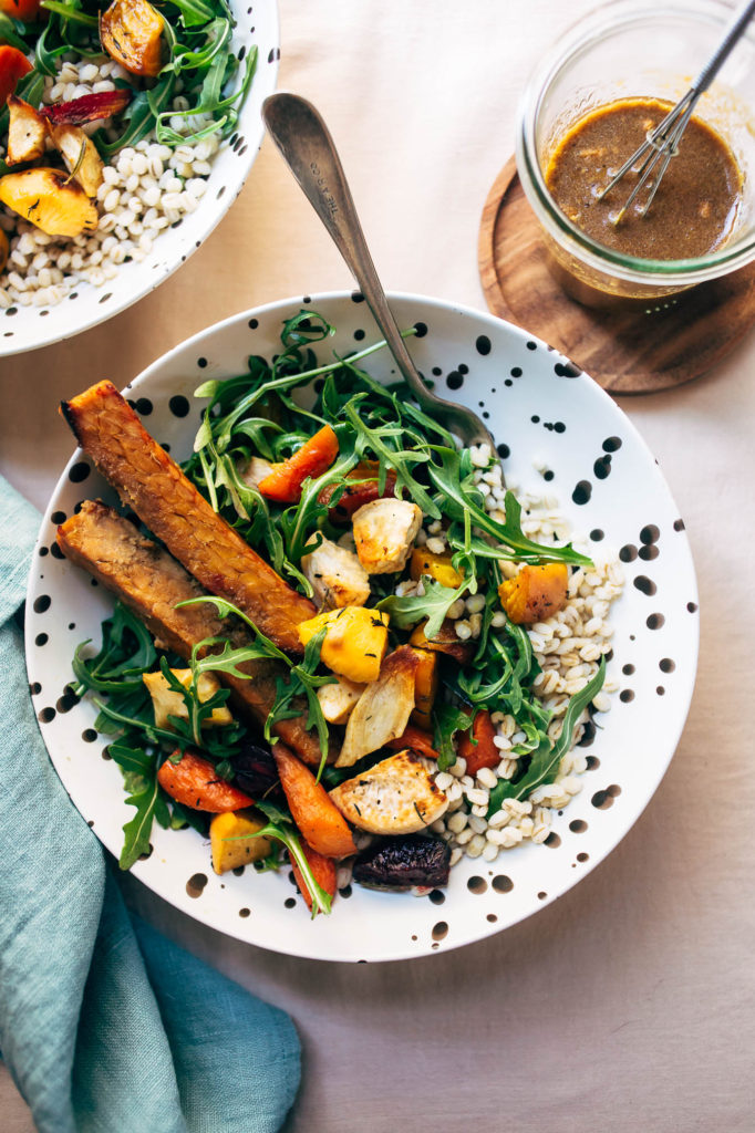 HARVEST BOWLS WITH BARLEY AND CIDER GLAZED TEMPEH - Wholehearted Eats