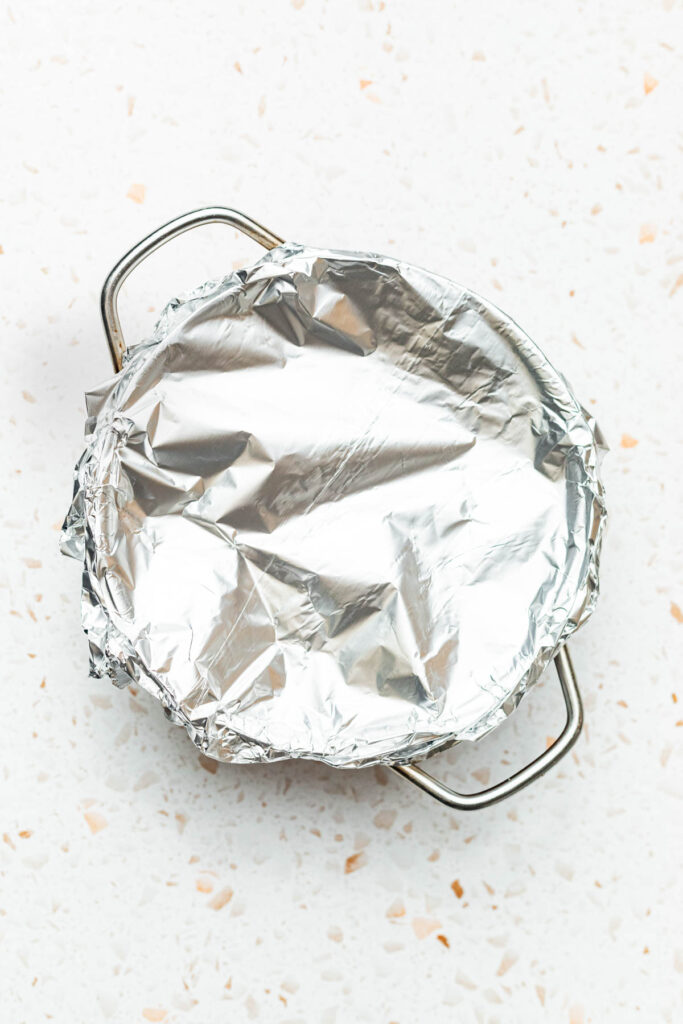 pot covered with tin foil