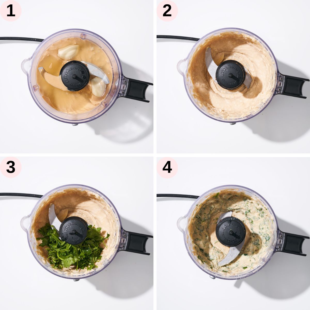 Tahini sauce steps 1 to 4.